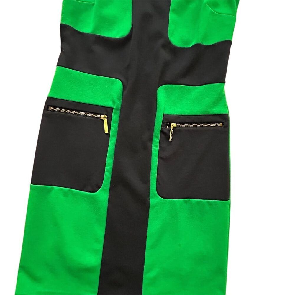 Michael Kors Women's Size 4 Green & Black Colorblock Sheath Dress - Picture 8 of 10